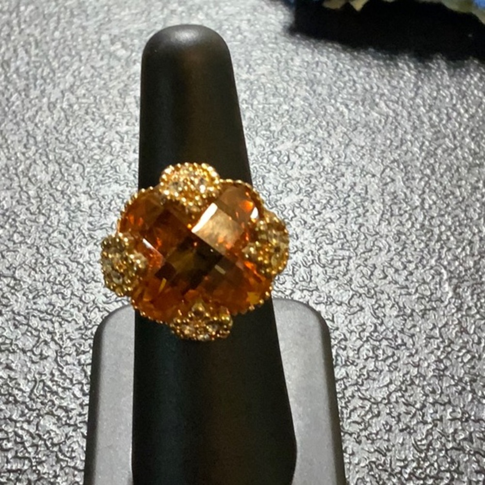 Ornate vintage citrine ring sz 6